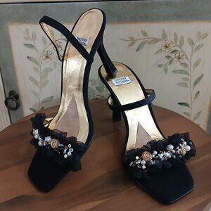 Timothy Hitsman Black Beaded Evening Heels – Vintage Designer – Size - 9